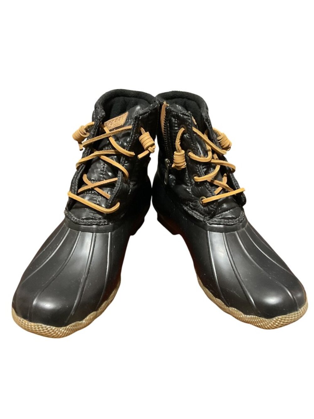 Sperry Saltwater Quilted Duck Boots Sz 7.5 Black STS80755 Quilted Rain Shoes